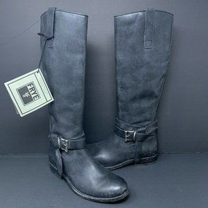 Frye Womens Melissa Knotted Tall Stonewash Black